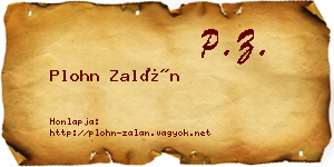 Plohn Zalán névjegykártya